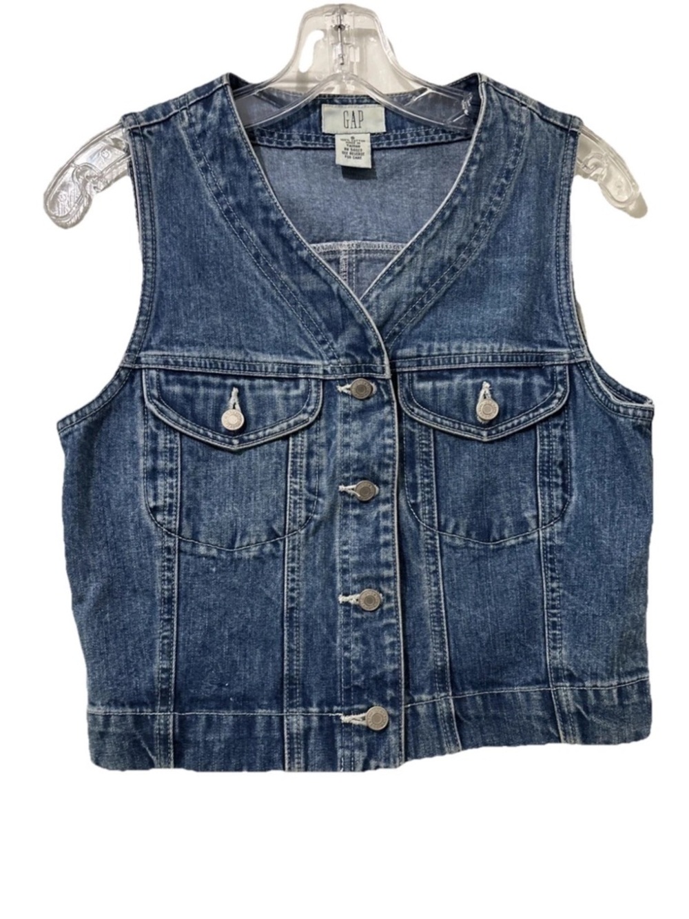 GAP Y2K Blue Denim Button-Front Vest